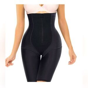 Nebility Black Waist Trainer Shapewear Zipped & Hook Body Slimmer Short Size 2XL